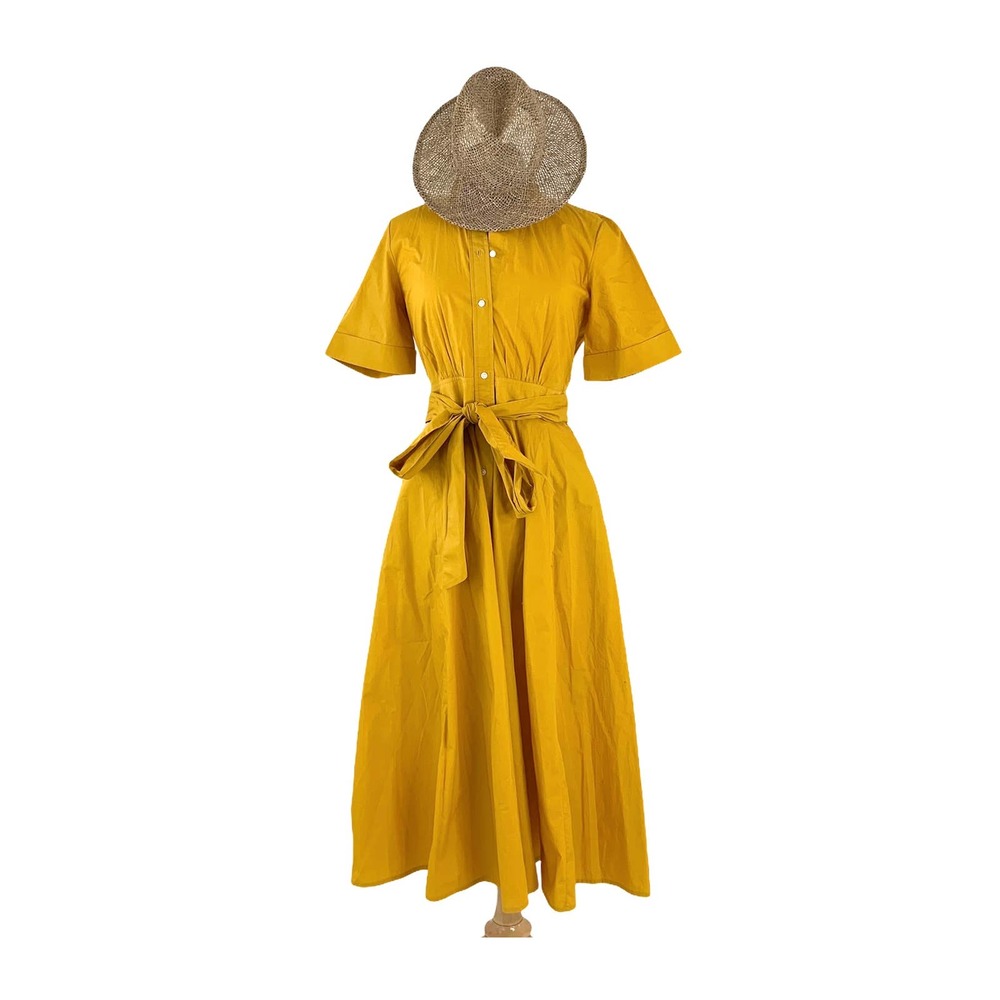 J. Crew Tie Waist Short Sleeve Shirtdress yellow